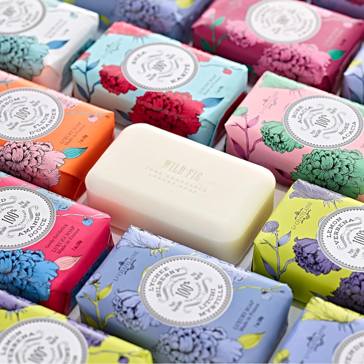 La Chatelaine Luxury Bar Soap Trio Gift Set Tin | Made in France | Natural and Organic | Shea Butter Formula | 3 x 7 oz / 200g - Lavender Soap Trio (Lavender, Lychee Bilberry, Lemon Verbena)
