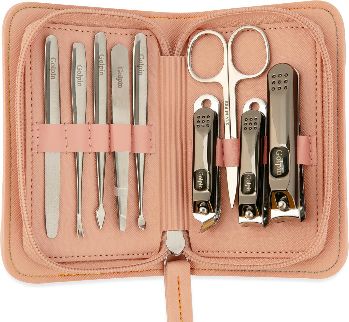 Manicure Kit for Men & Women – 9 Pcs Stainless Steel Tools with Pink Travel Nail Kit Case, Nail Clippers, Cuticle Pusher, File, Gift Ready Women & Mens Manicure Set