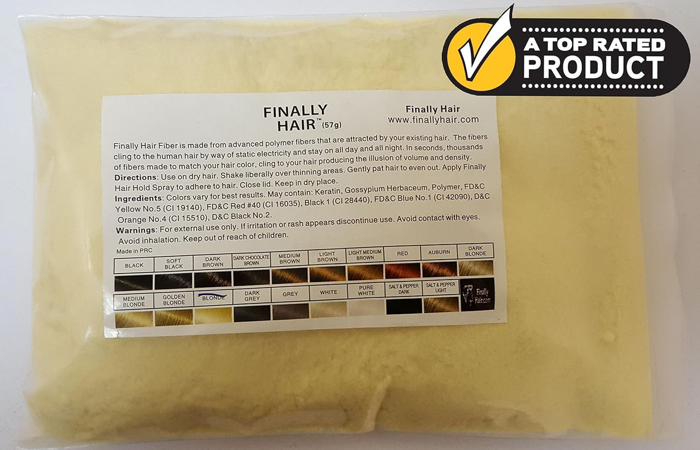 Finally Hair - Blonde 50 Gram Hair Filler Fibers to Cover Grey Roots and Refill Your Existing Bottle - Light Blond Concealer (50g)