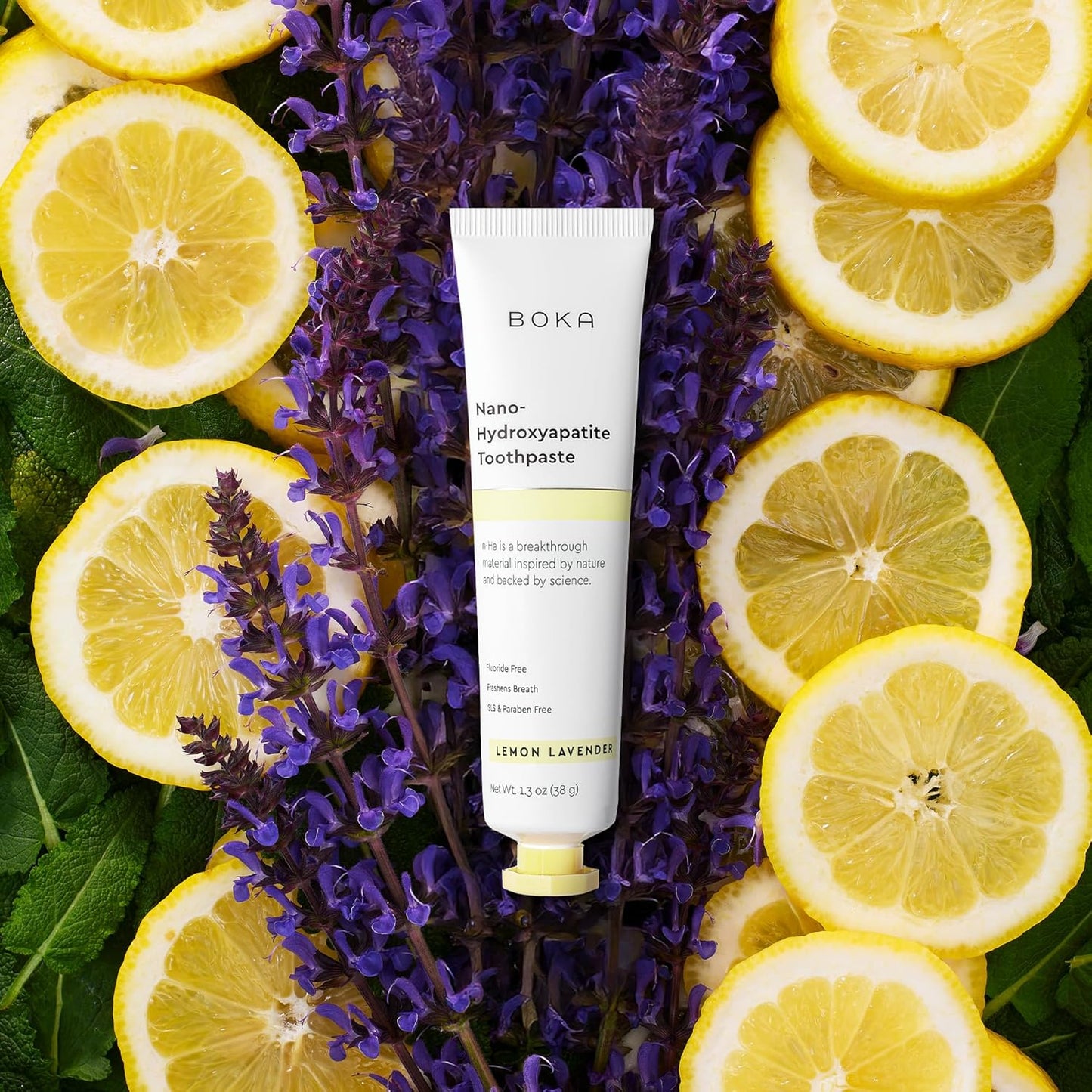 Boka Fluoride Free Toothpaste, Nano Hydroxyapatite Toothpaste, Appropriate for Sensitive Teeth - for Adult, Kids Oral Care - Lemon Lavender Flavor, 1.3 Fl Oz 2Pk US Manufactured