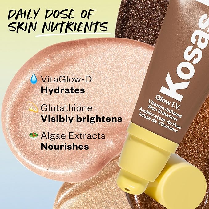 Kosas Glow I.V. Vitamin-Infused Skin Enhancer Face Makeup - Tinted Beauty Highlighter for a Healthy Glow - Recharge