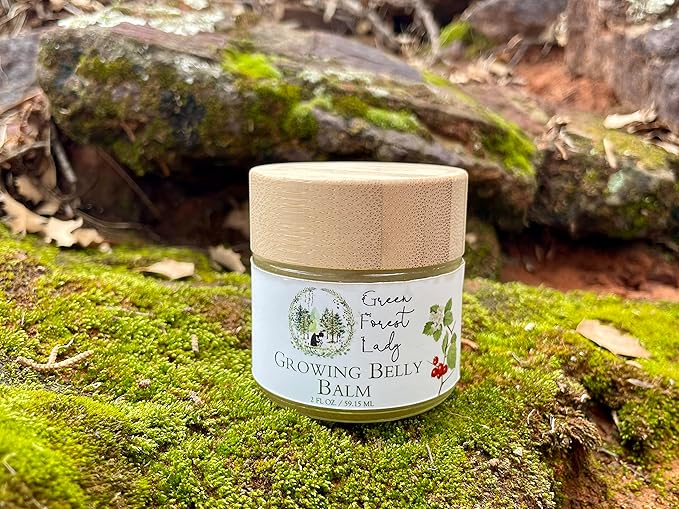 Green Forest Lady-Organic Growing Belly Balm to Support Skin as it Stretches in Pregnancy | Improves Elasticity | Moisturizes Skin | Soothes Itching | 2 FL. OZ./59.15 ML.