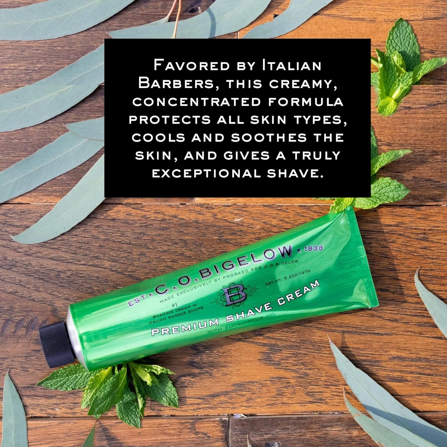 C.O. Bigelow Shaving Cream, 2 Pack of 5.2 oz Mens Shaving Cream with Eucalyptus Oil for Sensitive Skin & All Skin Types