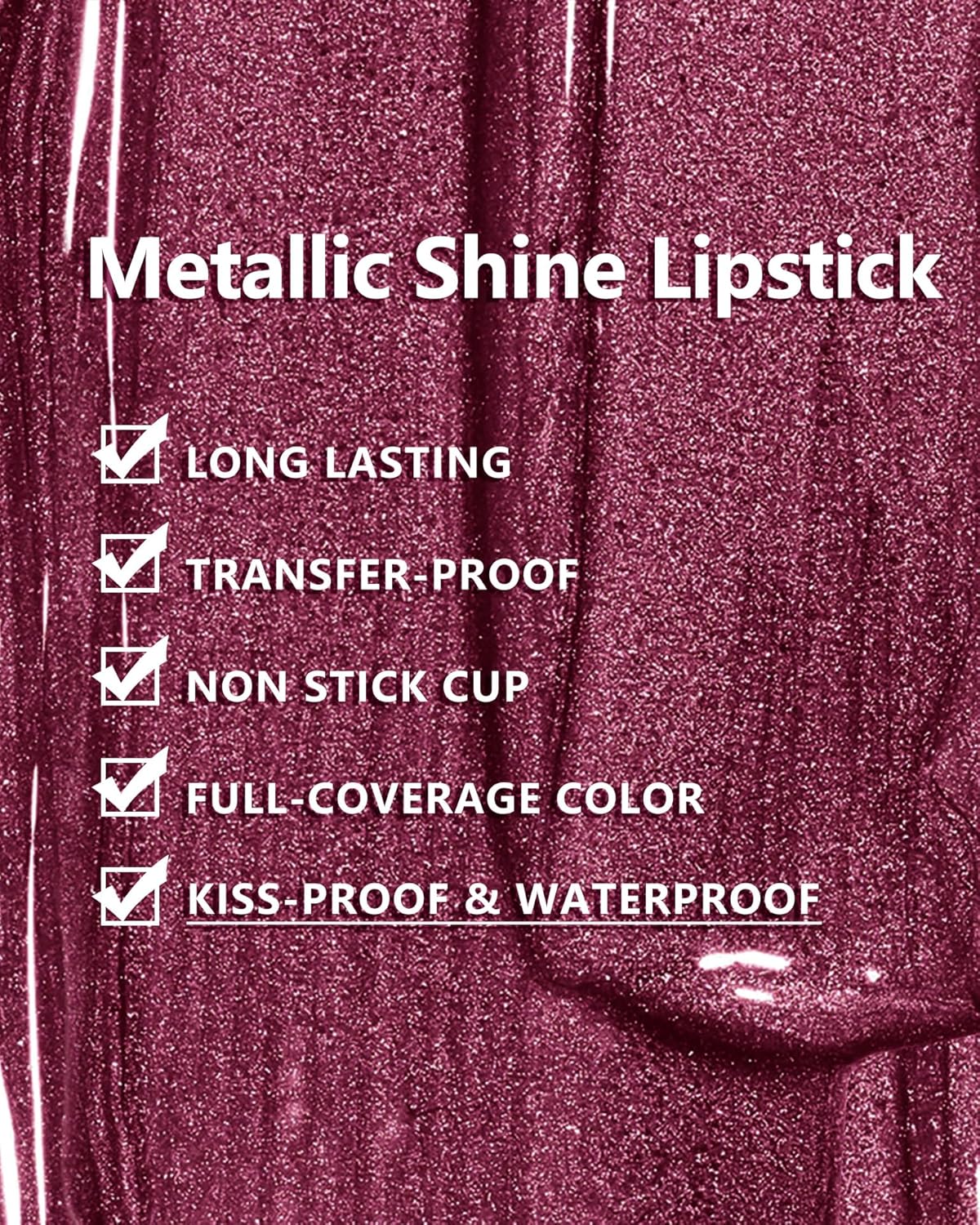 MAKI YIKA Dark Purple Lipstick for Women Metallic Lipsticks Glitter Long Lasting Lipstick No Smudge No Transfer Liquid Lip Gloss (BR16 Last Kiss)